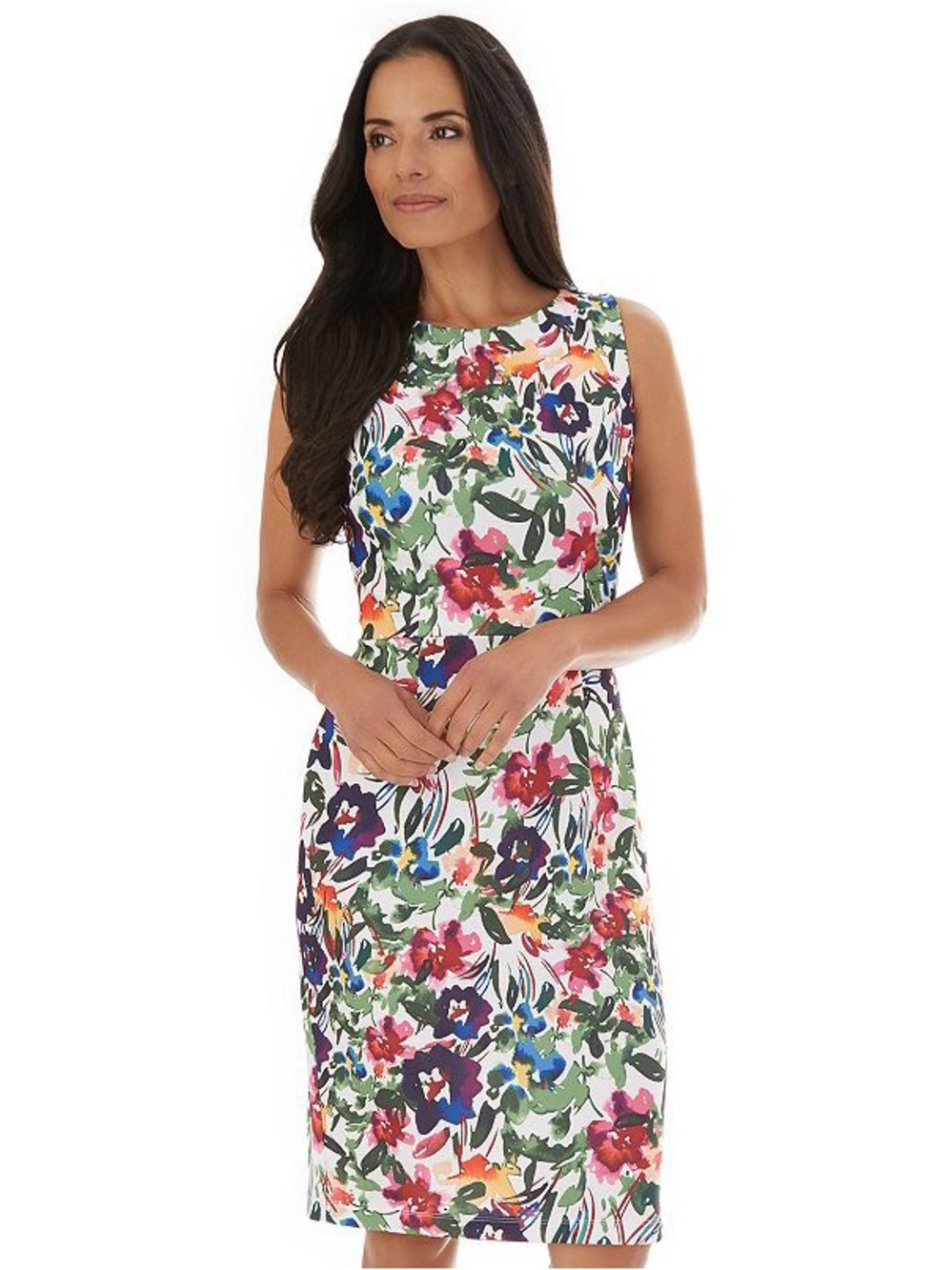 Apt. 9 White Floral Midi Sheath Dress with Multicolor Floral Blooms 16